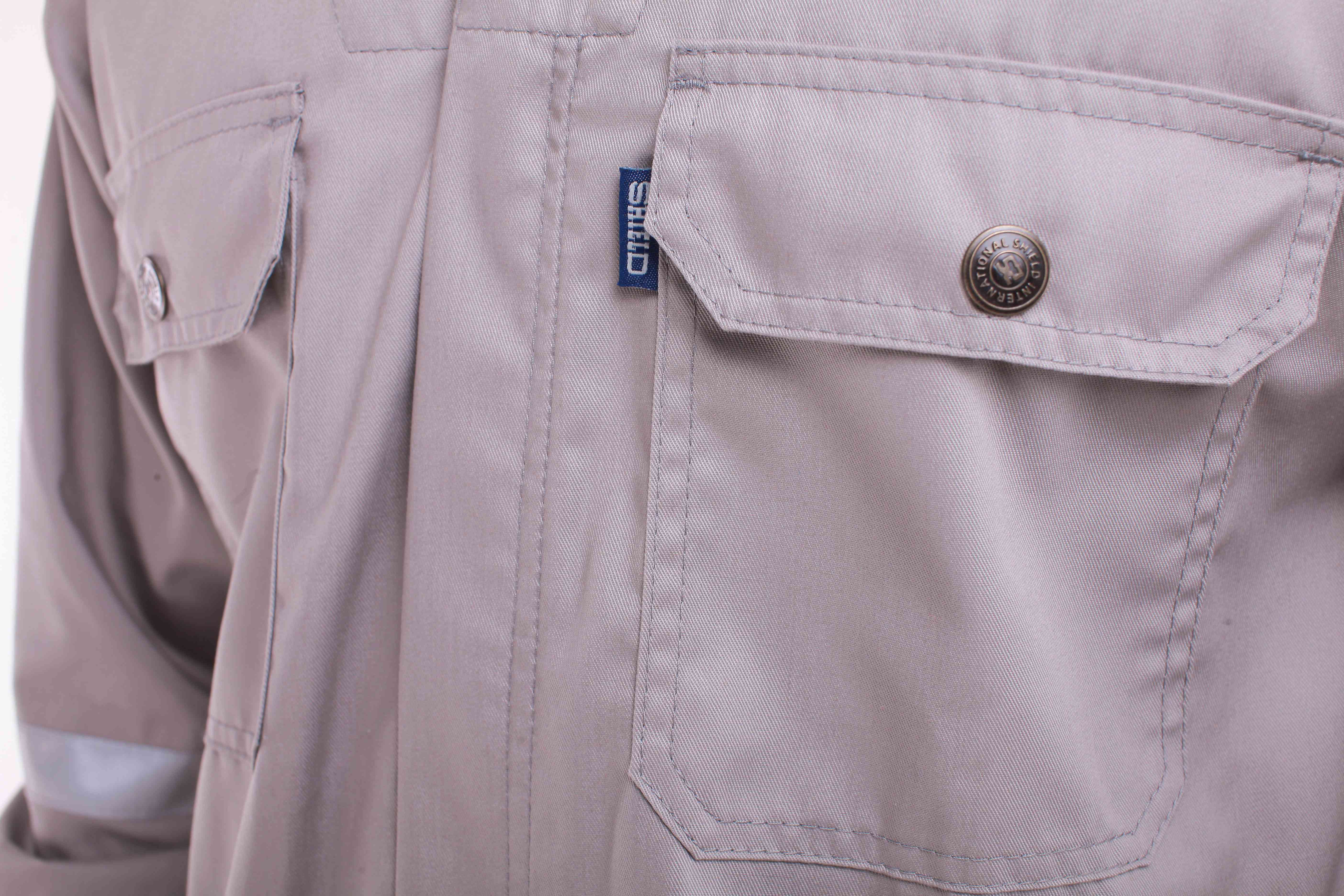 front view pocket closed zipper company logo reflective Shield jackets and trousers Shield International